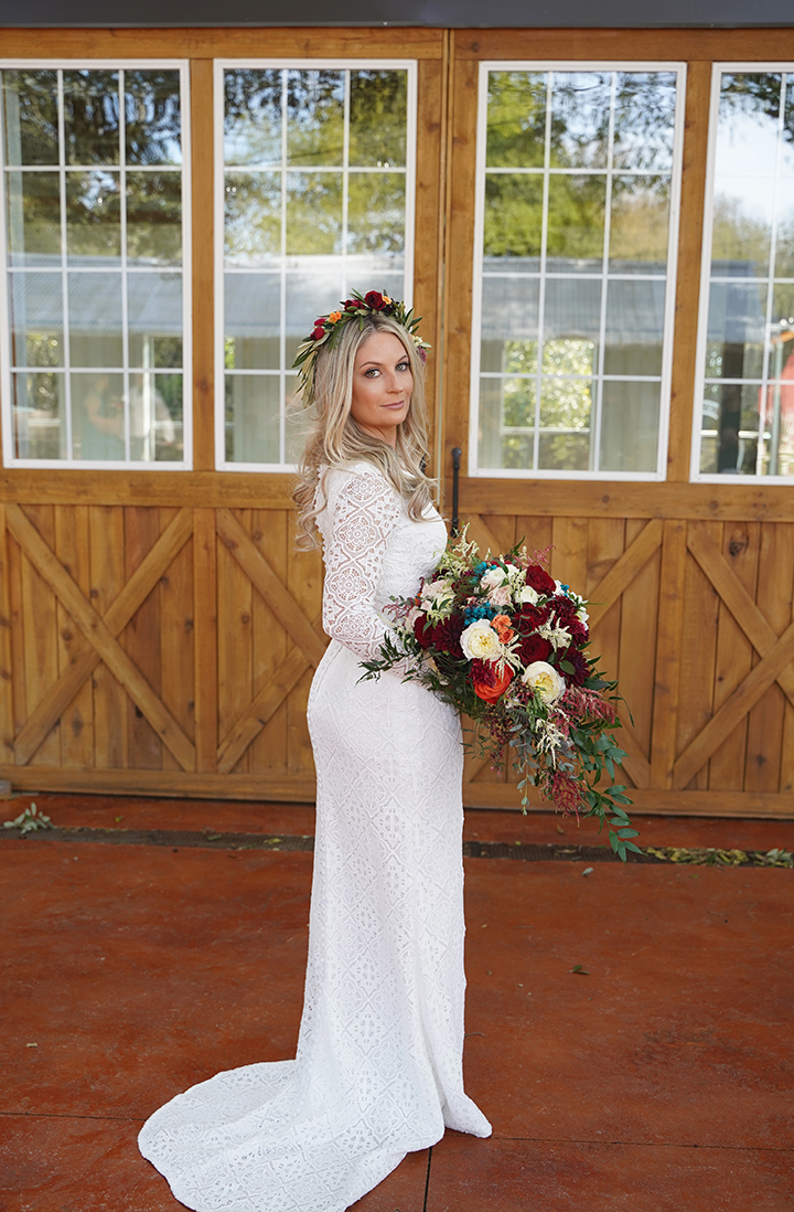 Fall Bride Is A Vision In Venise Lace, Modest Style TR11832