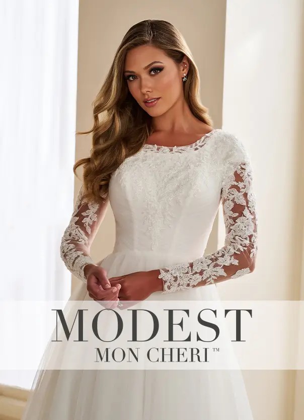 Woman wearing long sleeve wedding dress