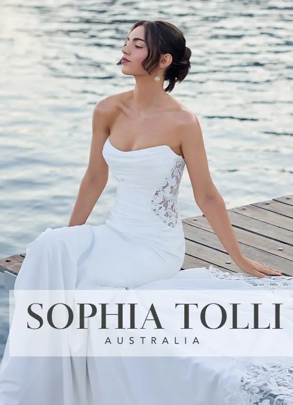 Bride wearing Sophia Tolli wedding dress