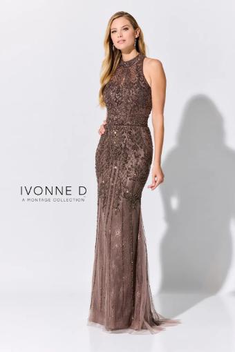 Ivonne D for Mon Cheri - 218D27 Beaded Lace Sheer Halter Fitted